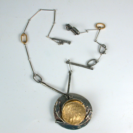 Modernist Gilded Pewter Necklace by Anne-Marie Chagnon