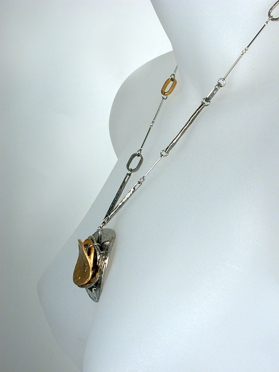 Modernist Gilded Pewter Necklace by Anne-Marie Chagnon