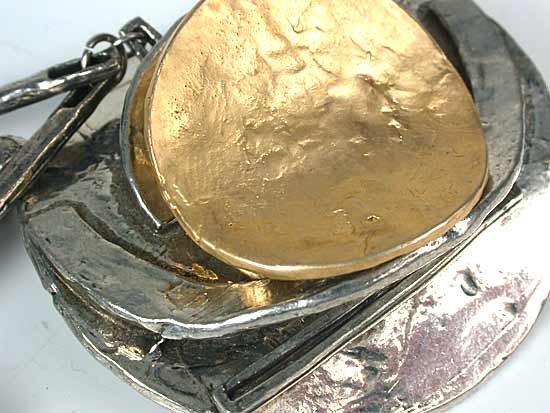 Modernist Gilded Pewter Necklace by Anne-Marie Chagnon