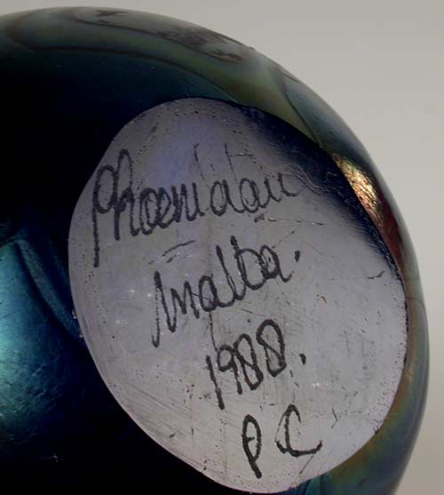 Phoenician Iridescent Art Glass Paperweight 1980s Malta