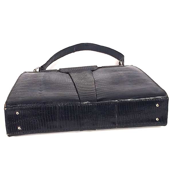 Vintage 1950s Black Lizard Purse Handbag