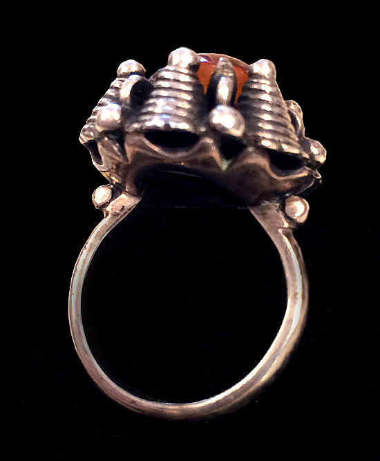 Modernist Sterling Silver and Baltic Amber Ring