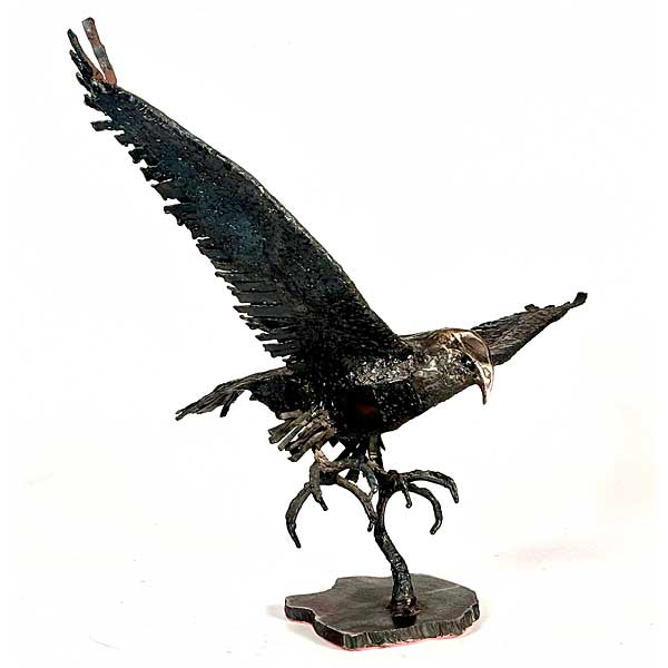 1970s Canada Brutalist Steel Sculpture Hawk Raptor