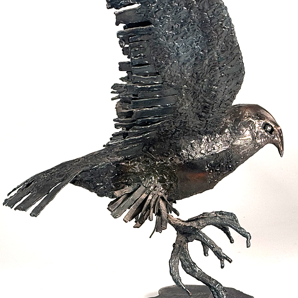 1970s Canada Brutalist Steel Sculpture Hawk Raptor