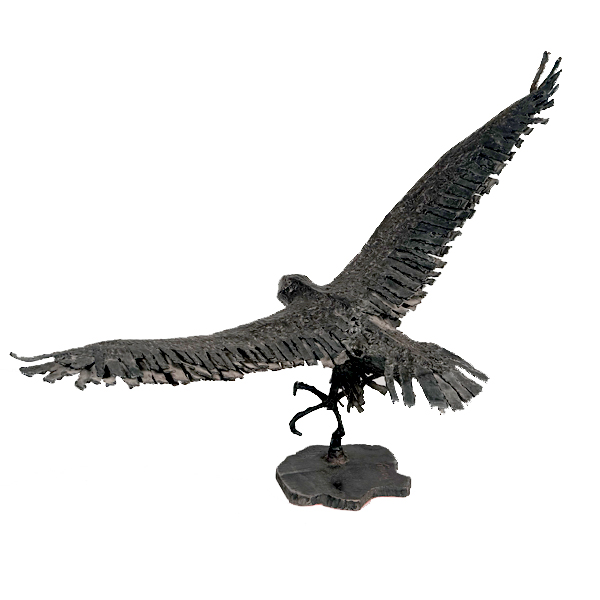 1970s Canada Brutalist Steel Sculpture Hawk Raptor
