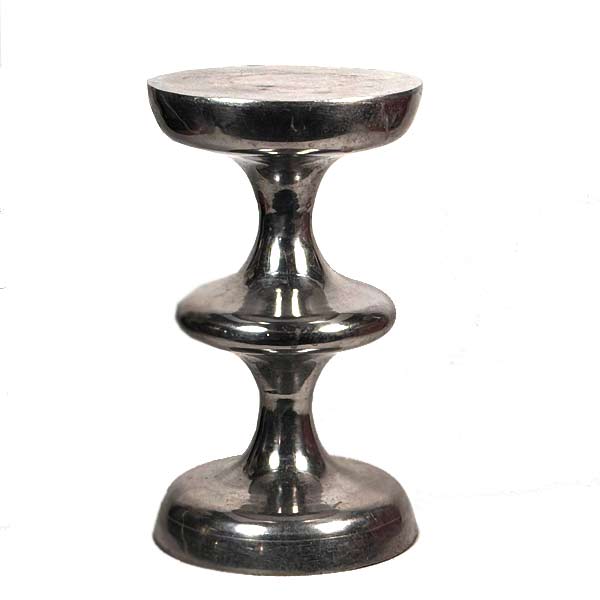 Side Table / Stool, Symetrical Polished Aluminum, Y2K Era