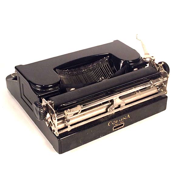 30s USA Corona Standard Typewriter Gloss Black Enamel Glass Keys