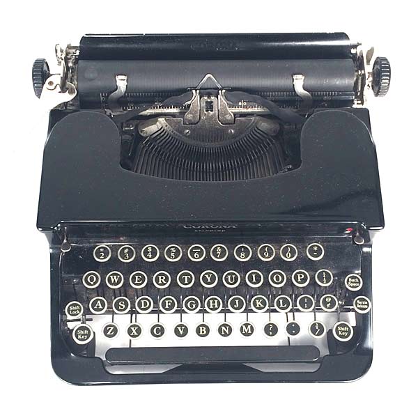 30s USA Corona Standard Typewriter Gloss Black Enamel Glass Keys