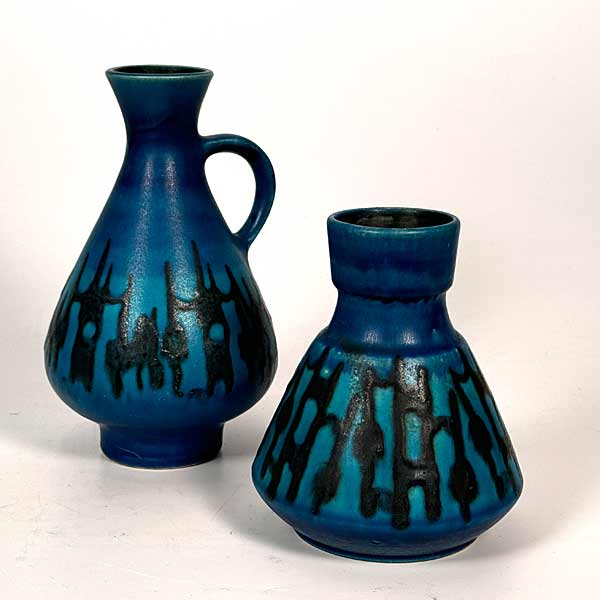 1960s Germany Turquoise Glazed Vase Set Dumler and Breiden
